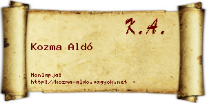 Kozma Aldó névjegykártya